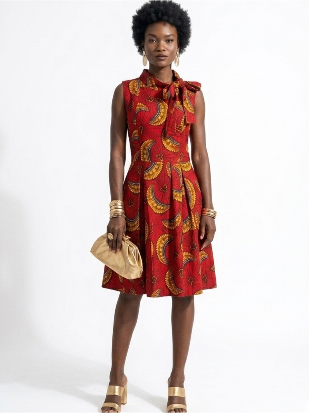 Ray Darten African Print Flared Dress - Size 14